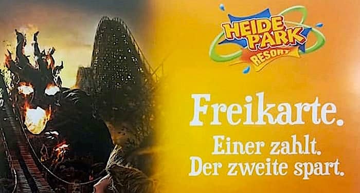 AOK Heide Park Gutschein 2 für 1 Coupon mit 50 Prozent Rabatt Saison 2021