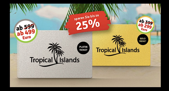 Tropical Islands: Jahreskarten 2023 mit 25 Prozent Rabatt sichern