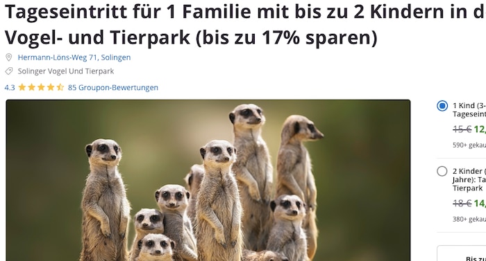 Solinger Vogel- und Tierpark Gutschein Ticket mit 22 Prozent Rabatt
