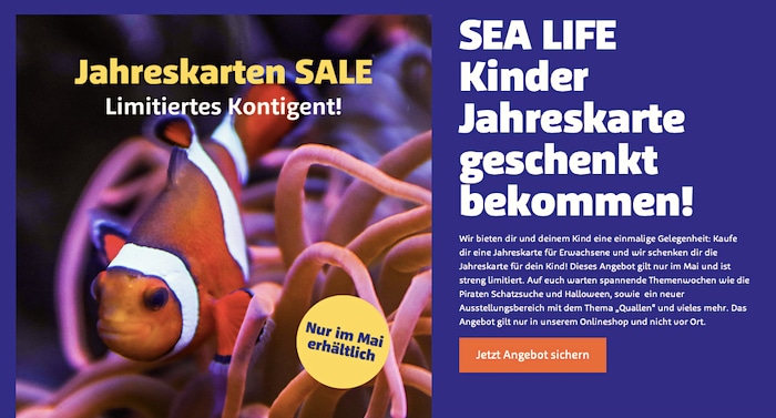SEA LIFE Hannover: Jahreskarte für Kinder kostenlos