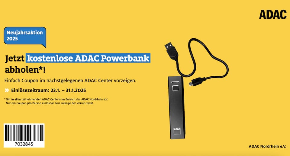 ADAC Center Nordrhein verschenkt Powerbank