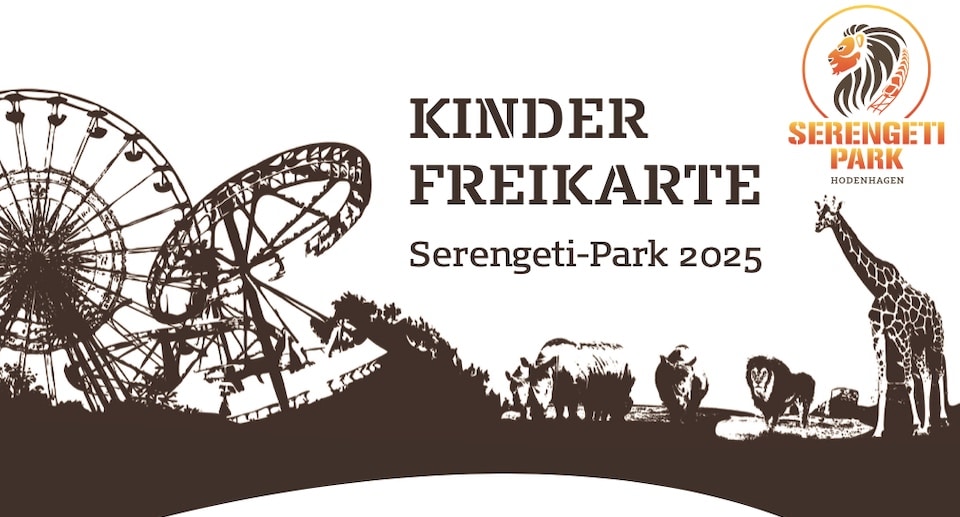 Serengeti-Park Gutschein Kinder Freikarte Saison 2025 kostenlos bestellen