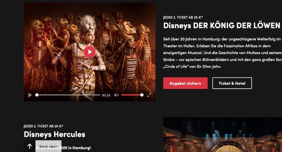 Stage Entertainment Musical Karten ab 25 Euro buchen