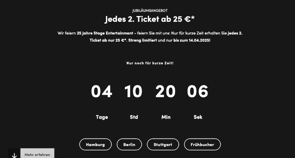 Stage Entertainment Musical Tickets ab 25 Euro buchen