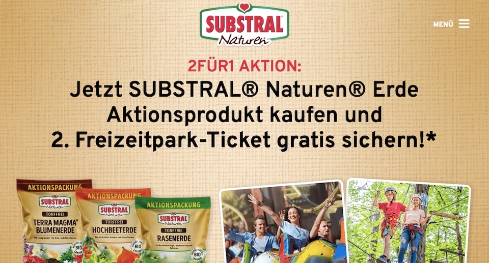 Substral Freizeit Spass 2 für 1 Gutschein Saison 2025 mit 50 Prozent Rabatt