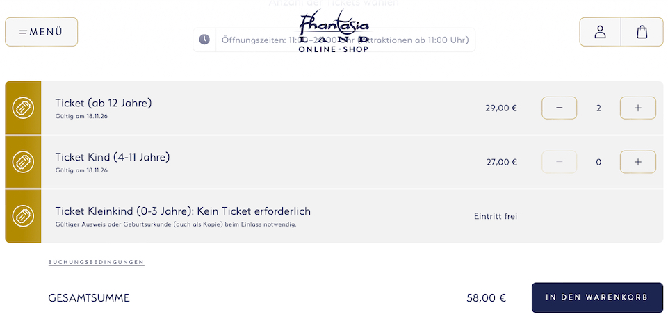 Phantasialand Gutschein Wintertraum 2026 2027 Tickets ab 29 Euro