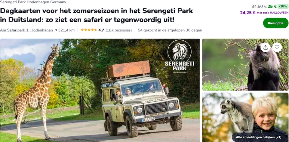 Serengeti-Park Gutschein mit 28 Prozent Rabatt